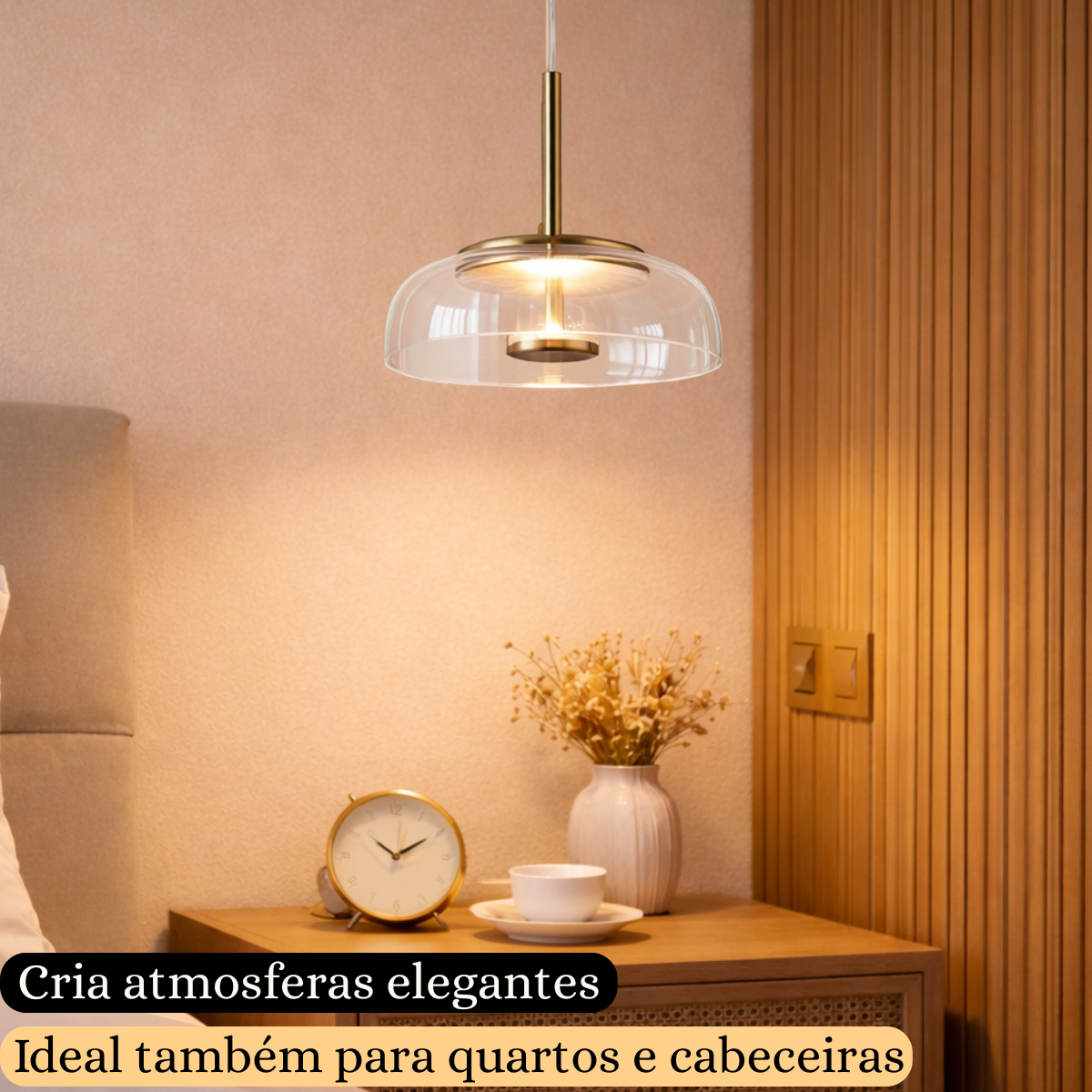 Ver imagem 4 de Lustre Pendente 22,5cm Vidro Transparente Luz Indireta Redondo Luminária Teto Gimpo Kjdde-271-tr