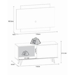 Rack com Painel TV até 50" com Pés Retrô Multimóveis CR45219 - 4