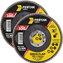 Disco Lixa Flap Cônico 115mm Grão 100 Madeira Aço Desbaste | 02 Un - 1