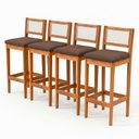 Ver imagem 1 de Kit 04 Banquetas Altas Brunella 99cm com Encosto Telinha Estilo Palha Linho Marrom - Abmaza