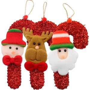 Kit 36 Enfeite Pendente de Natal Tecido 16cm Bengalas