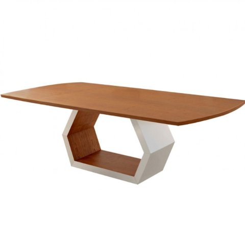 Mesa para Sala de Jantar Ane Off White com Cinamomo-cinamomo Imbuia