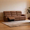 Ver imagem 3 de Poltrona do Papai Reclinável Cinema 3 Lugares 233cm Manila K01 Couríssimo Camel - Lyam Decor