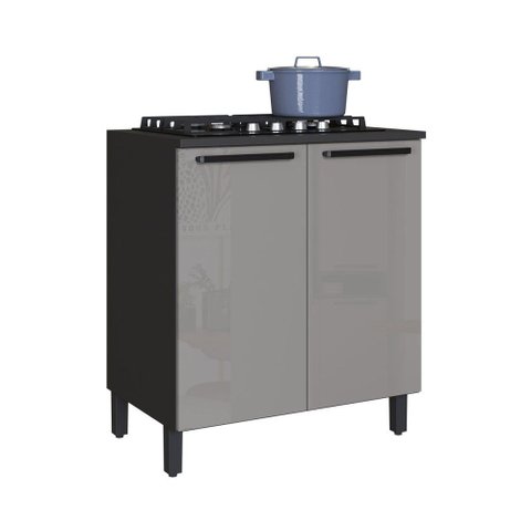 Balcão de Cozinha 80 Cm Diamante 2 Portas Chumbo/titanio - Indékes