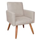 Ver imagem 2 de Kit 2 Poltronas Nina Veludo Bege Pés Palito Castanho - Slk Decor