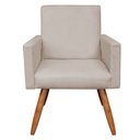 Ver imagem 3 de Kit 2 Poltronas Nina Veludo Bege Pés Palito Castanho - Slk Decor