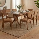 Ver imagem 2 de Mesa de Jantar Cacau com 6 Cadeiras Estofadas Sabia Corino Kaki Ornar