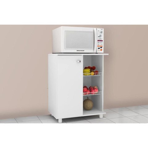Balcão de Cozinha Fruteira Bf3205 C/ 1 Porta e 2 Cestos 60cm Branco - Tecno Mobili