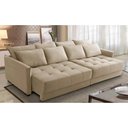 Ver imagem 1 de Sofá Sem Caixa Retrátil Reclinável 2,50m Carol Veludo Bege Adonai Estofados