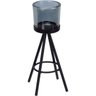Jogo 3 Peças Castiçal Porta Vela Suporte Home&co Cúpula Vidro Metal Preto - 4