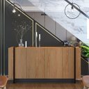 Ver imagem 3 de Aparador Buffet 4 Portas Oliwia 160cm Sala Jantar Pé Preto Fosco C04 - D'Rossi Cor Freijó