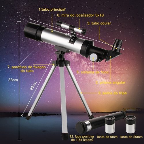 Luneta Lunar Telescópio Observação 90x Astronômica 36050 | MadeiraMadeira