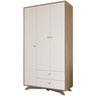 Guarda Roupa Infantil 3 Portas Aft004 Aveiro Oak Branco Comm - 1
