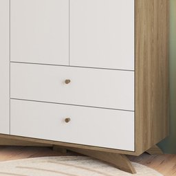 Guarda Roupa Infantil 3 Portas Aft004 Aveiro Oak Branco Comm - 7