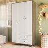 Guarda Roupa Infantil 3 Portas Aft004 Aveiro Oak Branco Comm - 2