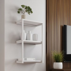 Nicho De Parede Industrial 3 Prateleiras Milão - Branco