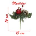 Ver imagem 2 de Kit 4 Ramos Maçã Decoração de Natal Artificial com Brilho 16cm