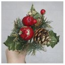 Ver imagem 1 de Kit 4 Ramos Maçã Decoração de Natal Artificial com Brilho 16cm