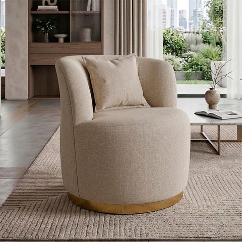 Poltrona Orgânica Base Metálica Confortável Decorativa para Sala Escritório Recepção Maranata Linho