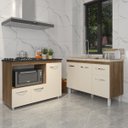 Ver imagem 2 de Gabinete Cozinha Armário Balcão de Pia 120 Cm Aline e Balcão para Fogão Cooktop 5 Bocas e Forno Alan