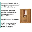 Ver imagem 5 de Guarda Roupa com Capela 4 Portas 3 Gavetas 148 cm Lyon Cedro Rudk