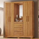 Ver imagem 2 de Guarda Roupa com Capela 4 Portas 3 Gavetas 148 cm Lyon Cedro Rudk