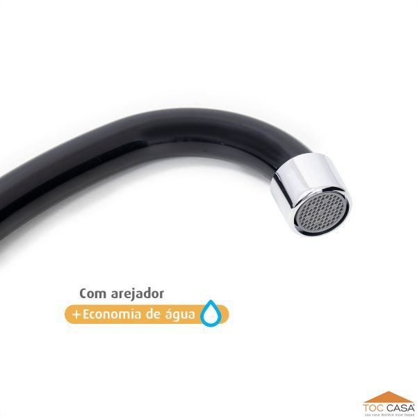 Torneira Cozinha Parede Preto Bica Móvel C61 Arejador Fixo - 4