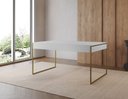 Ver imagem 1 de Mesa Industrial Filadélfia 120x75 Ferro Dourado Tampo Branco