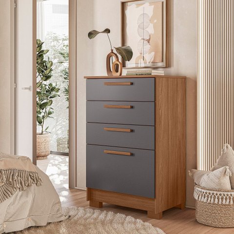 Comoda Grande Aruba C/ 4 Gavetas com Gavetao e Corrediças Telescopicas Santos Andira