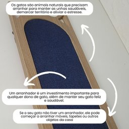 Arranhador Gato Piso Parede Modelo Frajola Médio - Amadeirado - Azul - 3