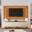 Ver imagem 1 de Conjunto Painel + Rack Atenas Painel Naturalle Rack Off White/Naturalle 220 cm Mavaular