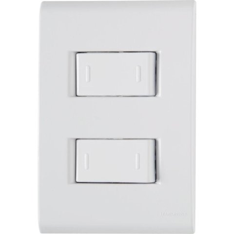 Conjunto 4x2 com 2 Interruptores Paralelos Tramontina Liz 10 a 250 V Branco