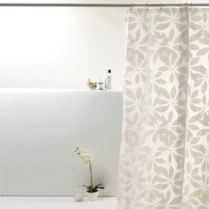 Cortina para Box Banheiro Peva Antimofo 180x160cm - Flores Brancas