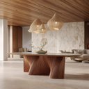 Ver imagem 3 de Mesa de Jantar 8 Lugares Retangular com Vidro Base Ripada 220cm Rigon B05 Canela Off White - Lyam