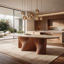 Ver imagem 1 de Mesa de Jantar 8 Lugares Retangular com Vidro Base Ripada 220cm Rigon B05 Canela Off White - Lyam