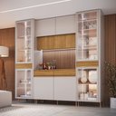 Ver imagem 1 de Buffet com Cristaleira 4 Peças com LED e Espelho Organic Bege/Sand/Nature