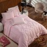 Kit Edredom Liso Florença Guipir Dupla Face King 03 Peças - Percal 200 Fios Dourados Enxovais Rosa - 3