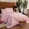 Kit Edredom Liso Florença Guipir Dupla Face King 03 Peças - Percal 200 Fios Dourados Enxovais Rosa - 2