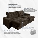 Ver imagem 3 de Sofá Califórnia Retrátil e Reclinável 5 Lugares 2,50m com Molas Ensacadas e Pillow Marrom