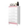 Cômoda MiLady Branco Flex Titanium Azul Rosa 5 Gavetas - 8