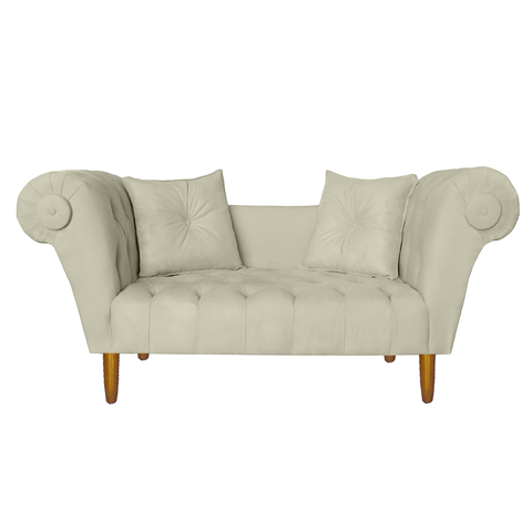 Namoradeira Recamier Sofá Decorativo 02 Lugares Dubai Corino Bege - Incasa Decor