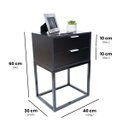 Ver imagem 2 de Mesa de Cabeceira Industrial 40cm Preto 2 Gavetas Pés Ferro Preto para Quarto Cama