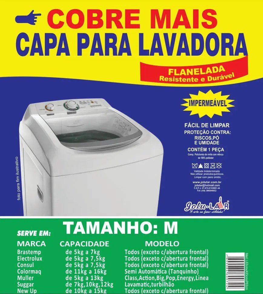 Capa para Máquina de Lavar Flanelada - 01 Parte - CobreMais - CINZA - Panami:Tam. M - 3