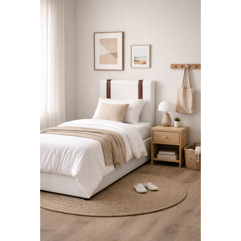 Cabeceira Solteiro Aline 9 0cm Corino Branco - Italian Flex