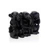 Escultura Decorativa Macacos em Cimento Preto 11x17,5x7,5 cm - D'Rossi - 3