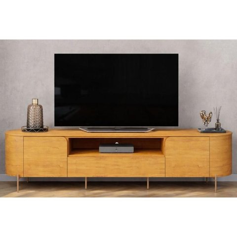 Rack Bancada p/ TV até 75 pol Areta 218x57cm Cedro DJ Móveis