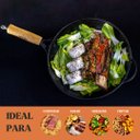 Ver imagem 3 de Frigideira Wok Ferro 28x6,5cm 3l Cabo Madeira – Panela Mineira