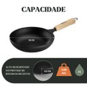 Ver imagem 4 de Frigideira Wok Ferro 28x6,5cm 3l Cabo Madeira – Panela Mineira