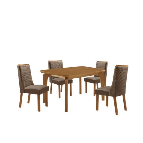 Mesa de Jantar Liz Carolina 120cm Tampo MDF Laminado Canto Copo com 4 Cadeiras
