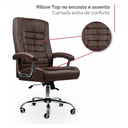 Ver imagem 3 de Cadeira de Escritório Modelo Presidente em Couro Sintético com Molas Ensacadas no Assento